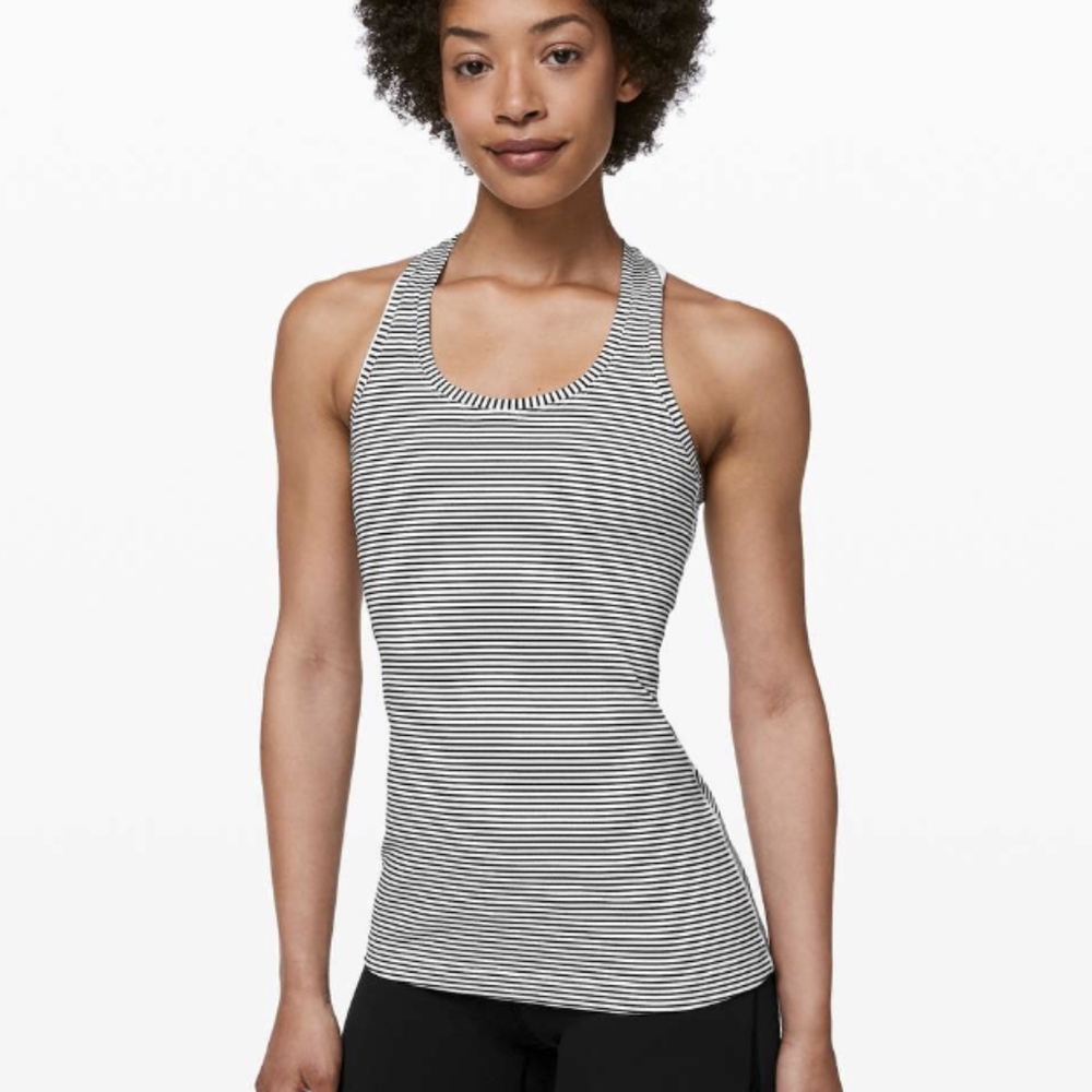 Lululemon Cool Racerback II Hyper Stripe White Black